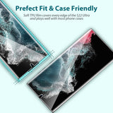 EGV [3 Pack] Screen Protector for Samsung Galaxy S22 Ultra 5G, 3D Curved Full Coverage Soft TPU Film [Support Fingerprint Reader] Scratch-proof [Alignment Tool] S22 Ultra Screen Protector Transparent