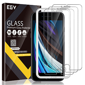 EGV [3 Pack] Screen Protector for iPhone SE 2020 Tempered Glass
