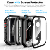 EGV [2 Pack] Hard PC Case Compatible with Apple Watch Series 7 41mm, Built-in Tempered Glass Screen Protector, HD Full Cover Bumper Protective [Scratch Resistant] iWatch Series 7 41mm - Black